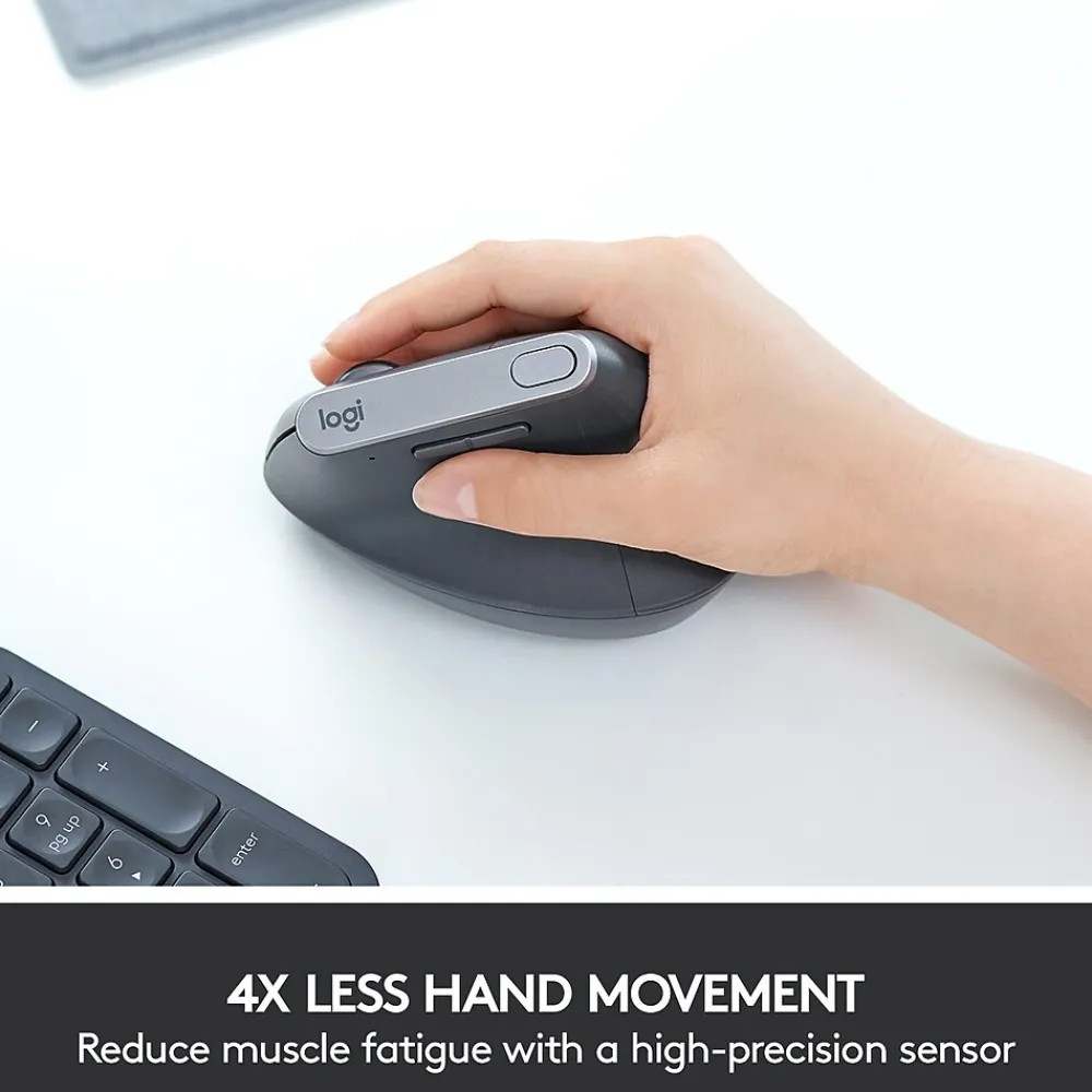 Online Logitech MX Vertical Wireless Ergonomic Vertical Ambidextrous Optical 2.4 GHz Mouse, Graphite (910-005447)