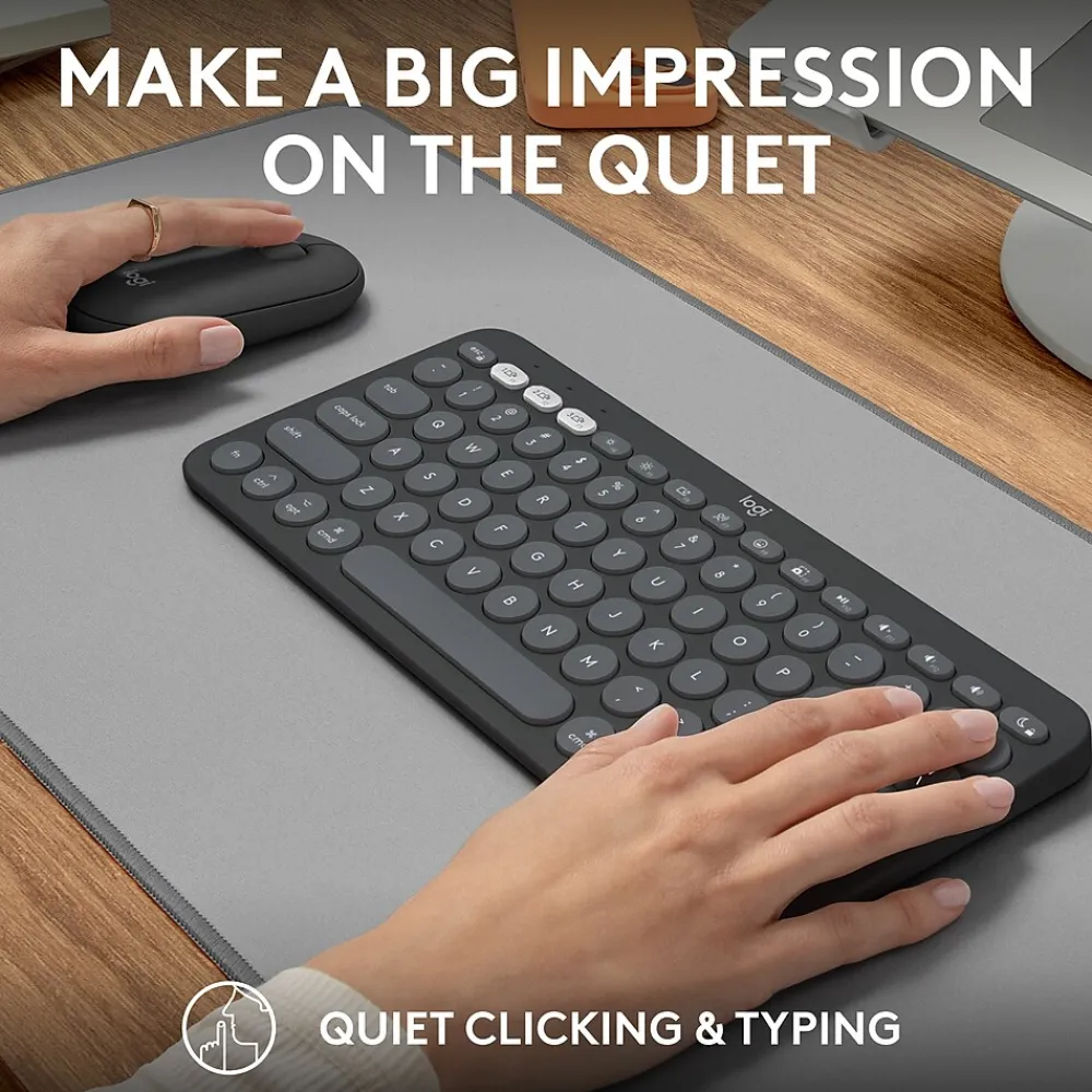 Online Logitech Pebble 2 Wireless Mouse Keyboard Combo, (920-012200) Tonal Graphite