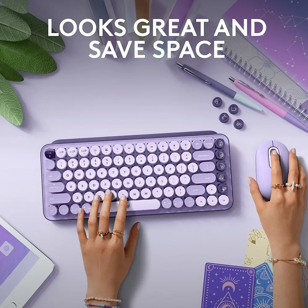 Best Logitech POP Keys Wireless Mechanical Keyboard, Cosmos (920-011233)