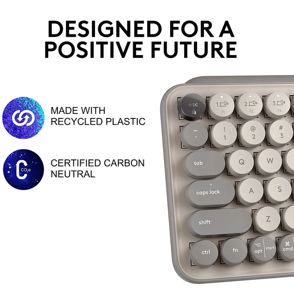 Best Logitech POP Keys Wireless Mechanical Keyboard, Mist (920-011232)