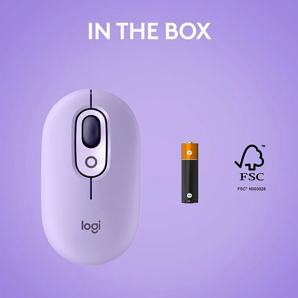 Online Logitech POP Wireless Optical Mouse, (910-006624) Cosmos Lavender
