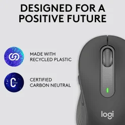 Clearance Logitech Signature M650 Large Wireless Ergonomic Optical Bluetooth & USB Mouse, (910-006231) Graphite