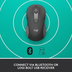 Clearance Logitech Signature M650 Large Wireless Ergonomic Optical Bluetooth & USB Mouse, (910-006231) Graphite