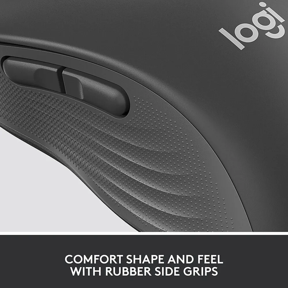 Clearance Logitech Signature M650 Large Wireless Ergonomic Optical Bluetooth & USB Mouse, (910-006231) Graphite