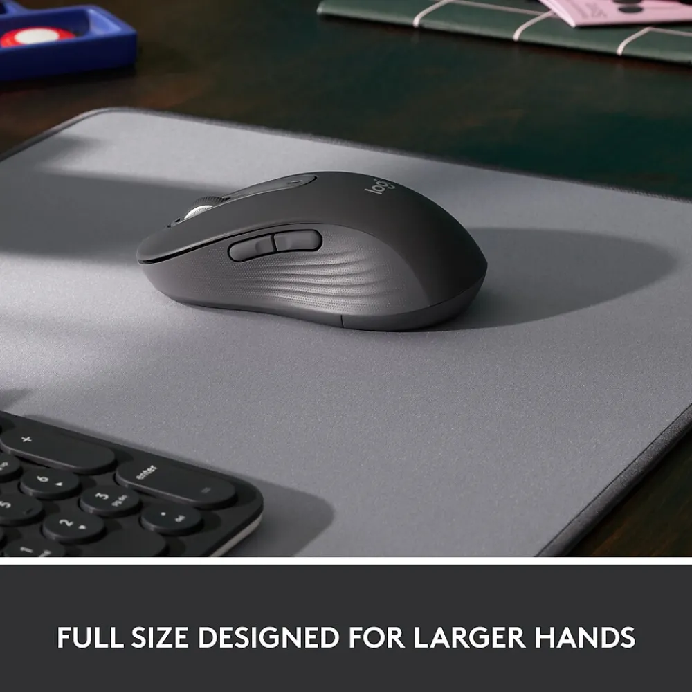 New Logitech Signature M650 Large Wireless Ergonomic Optical Bluetooth & USB Mouse, Graphite (910-006231)