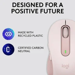 Hot Logitech Signature M650 Wireless Ergonomic Optical Bluetooth & USB Mouse, (910-006251) Rose