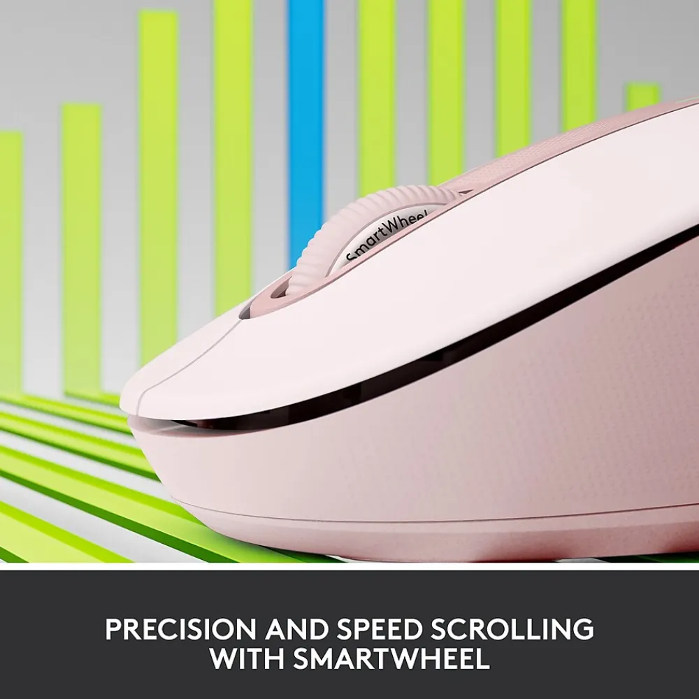 Hot Logitech Signature M650 Wireless Ergonomic Optical Bluetooth & USB Mouse, Rose (910-006251)