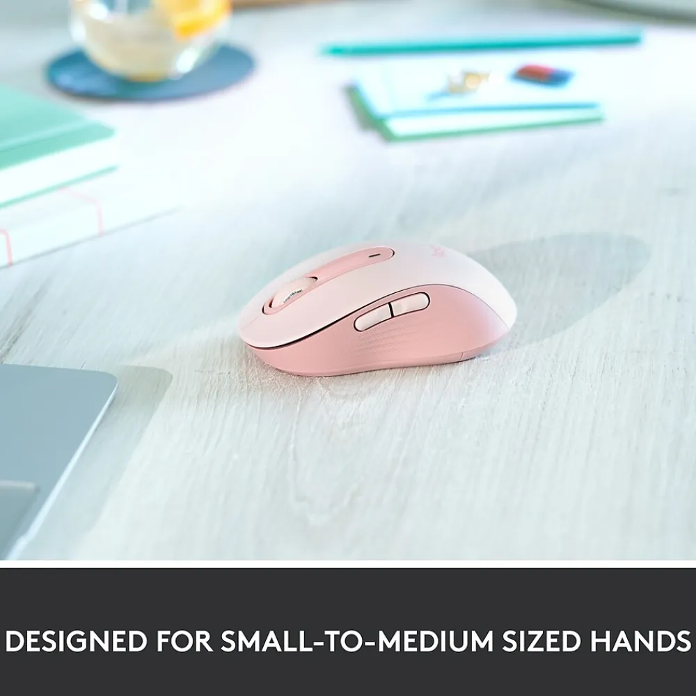 Hot Logitech Signature M650 Wireless Ergonomic Optical Bluetooth & USB Mouse, Rose (910-006251)