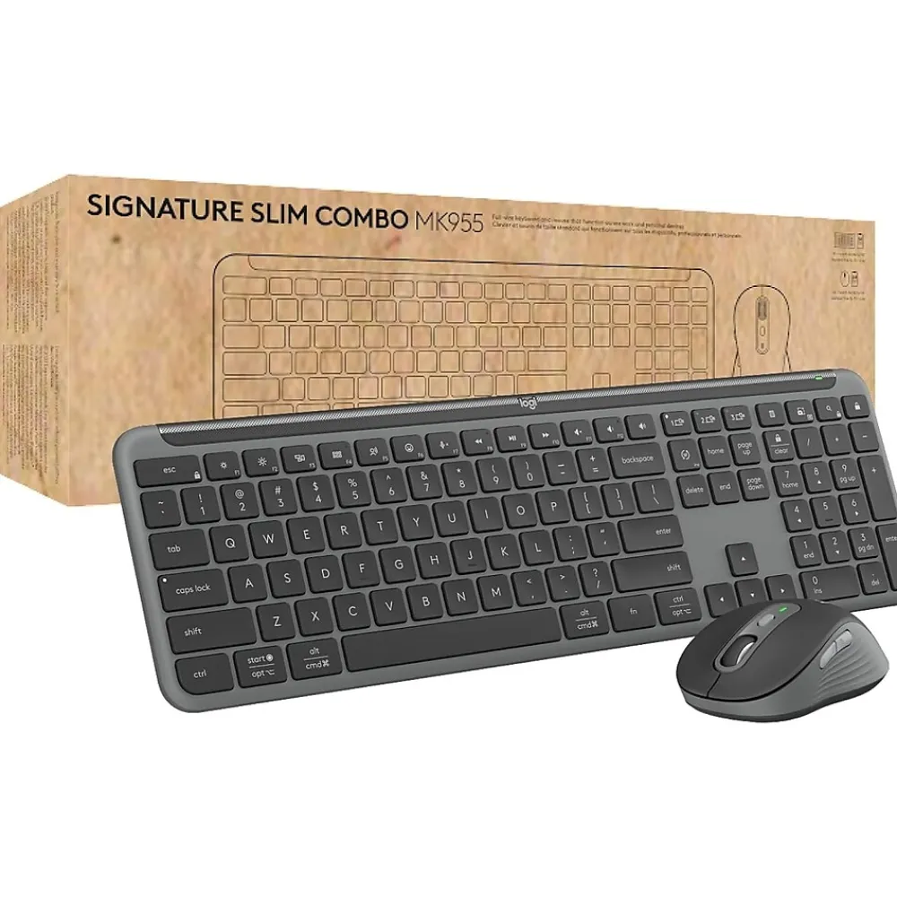 Best Logitech Signature Slim MK955 Wireless Keyboard and Mouse Combo, Graphite (920-012427)