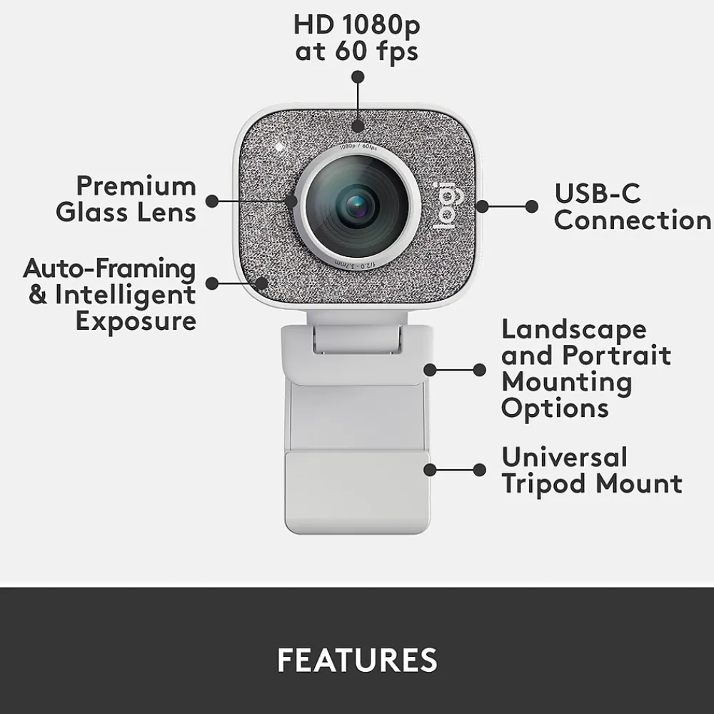 Clearance Logitech StreamCam 2.1 Megapixels Webcam (960-001289) White