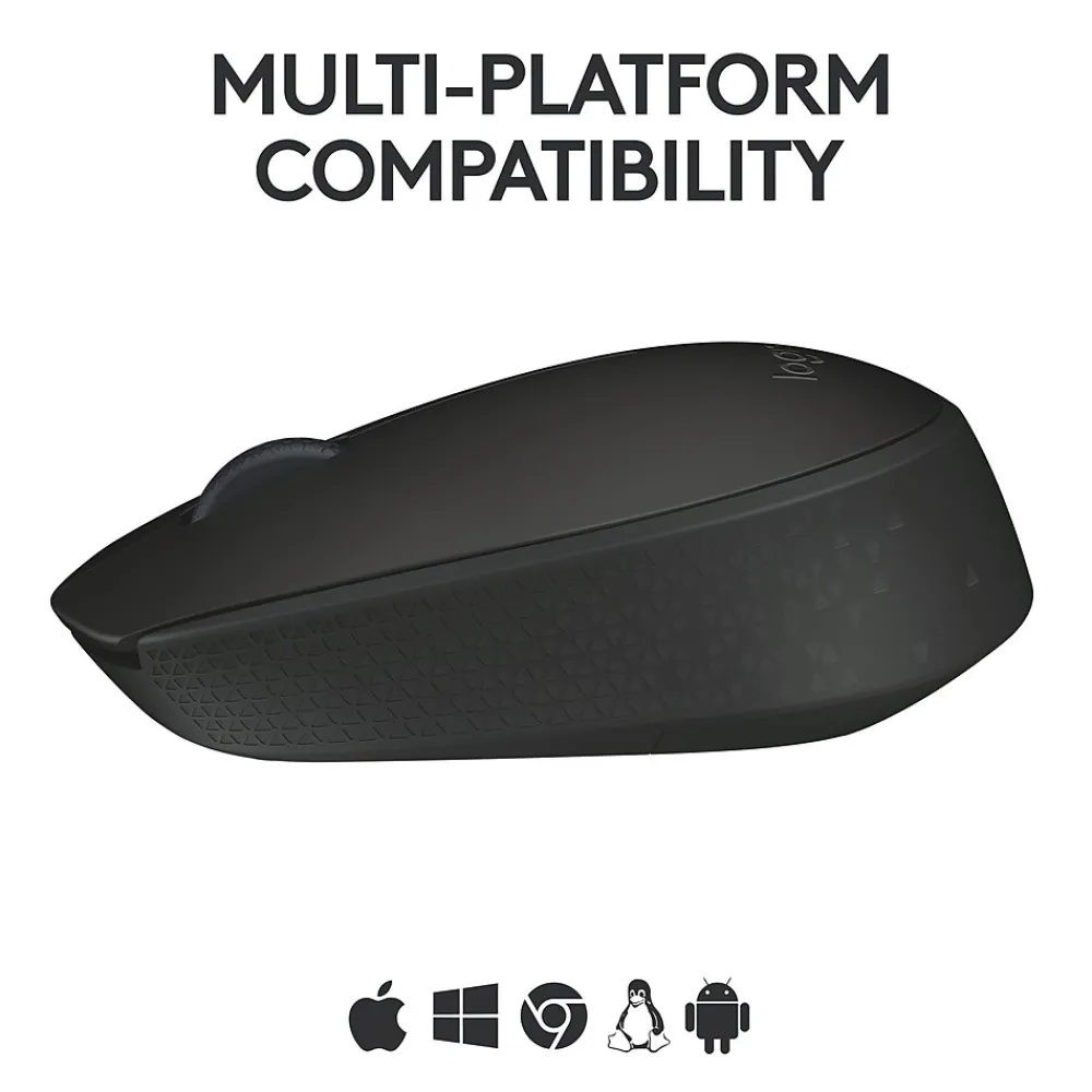 Sale Logitech Wireless Ambidextrous 2.4 GHz Mouse, Black (910-004940)