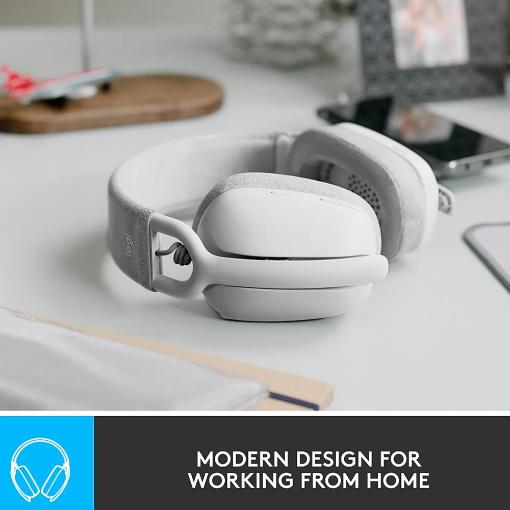 New Logitech Zone Vibe 100 Wireless Noise Canceling Bluetooth, (981-001257) Off-White