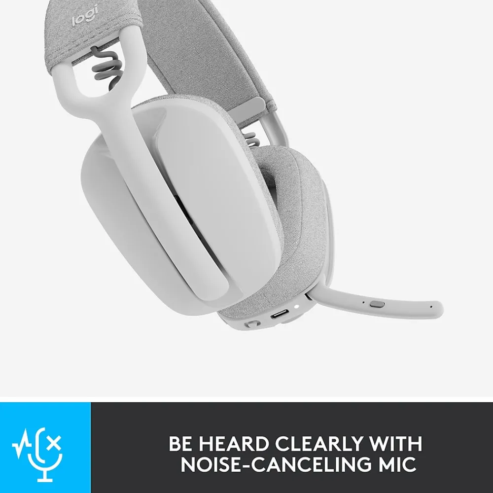 New Logitech Zone Vibe 100 Wireless Noise Canceling Bluetooth, (981-001257) Off-White