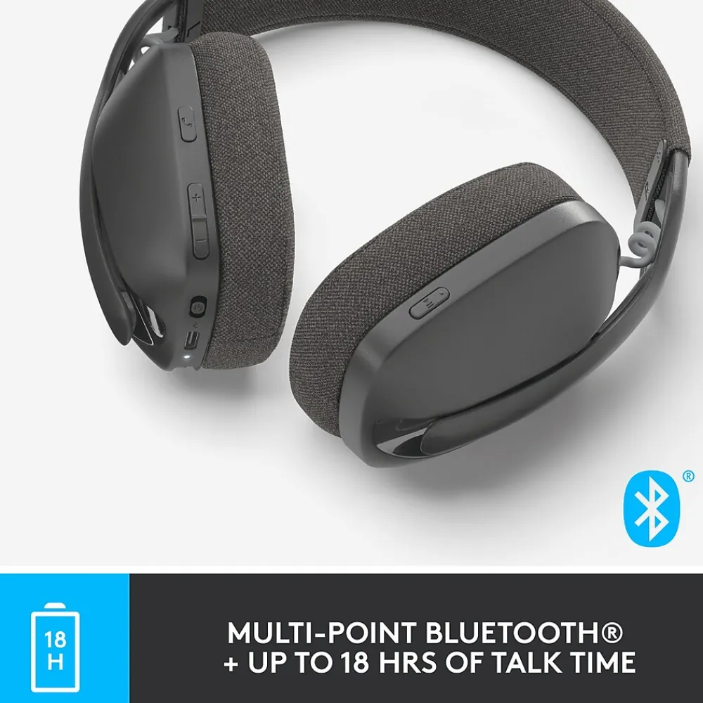 Hot Logitech Zone Vibe 100 Wireless Noise Canceling Bluetooth Headset, Graphite (981-001256)