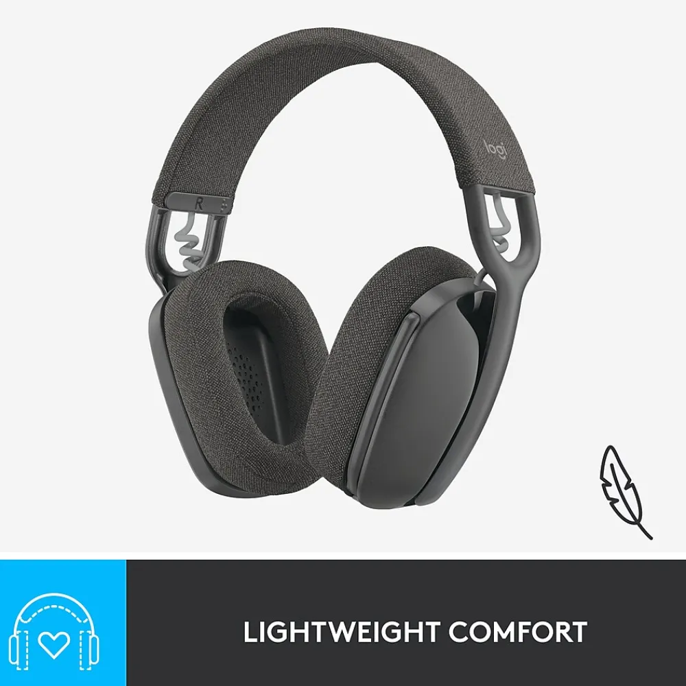 Hot Logitech Zone Vibe 100 Wireless Noise Canceling Bluetooth Headset, Graphite (981-001256)