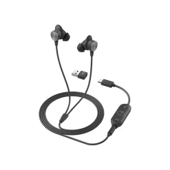 Clearance Logitech Zone Wired Earbuds Stereo Headset, Black (981-001008)