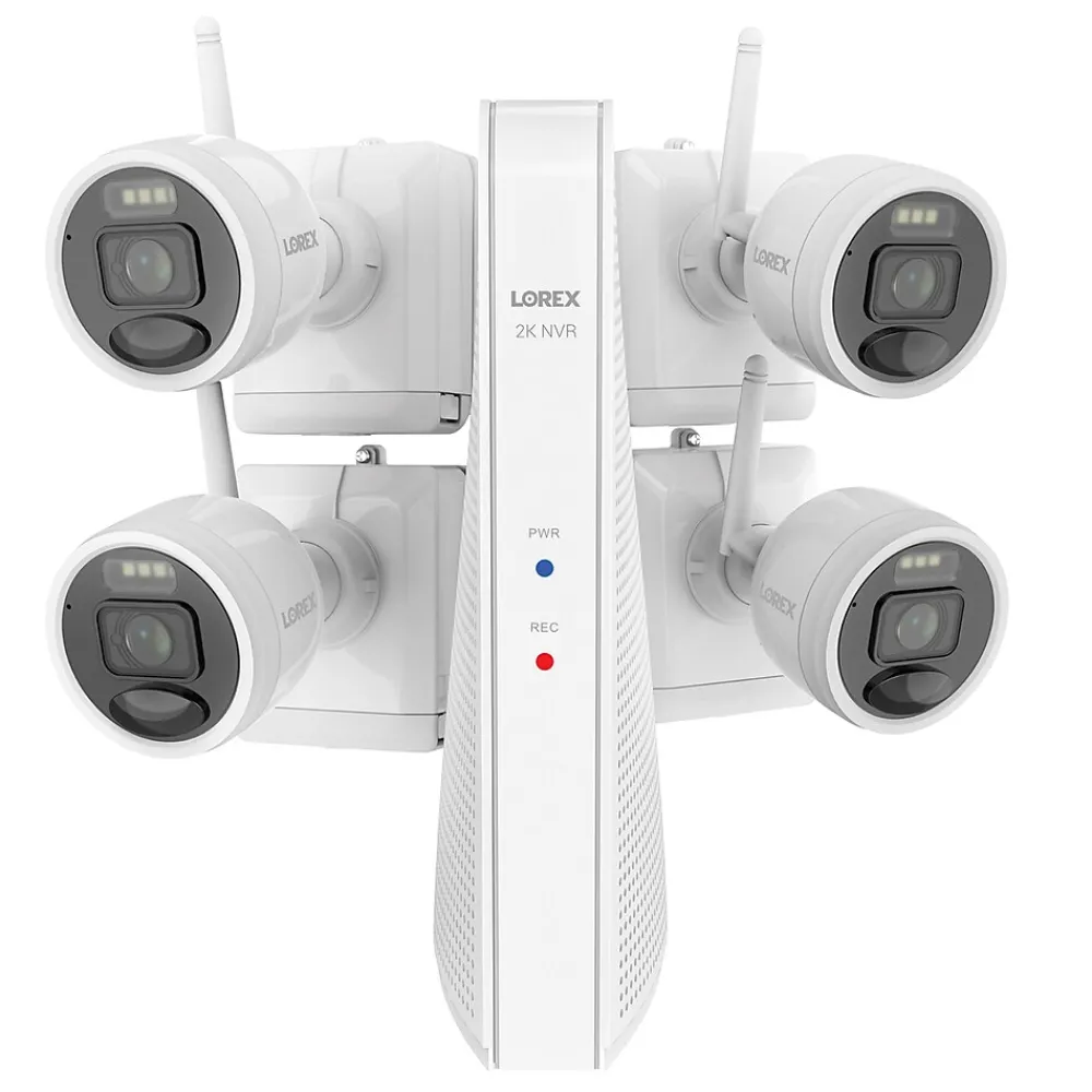 Lorex Outdoor Wireless 2K 4.0-MP 8-Camera Capable 1-TB NVR System with 4 Wi-Fi Battery Security Cameras, White (L42481-4AA4-E)