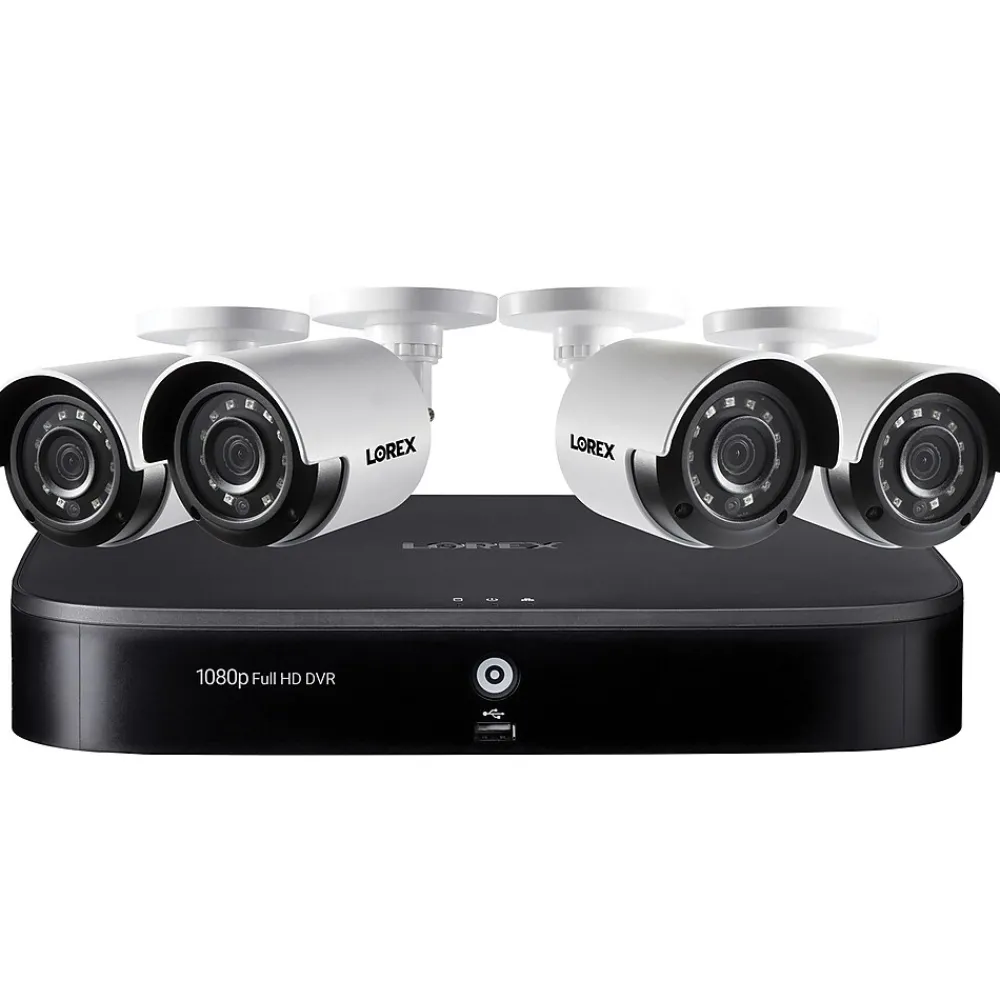 Lorex 1080p HD Outdoor Security System with 4 1TB DVR & Weatherproof Bullet Security Cameras, 8-Channel, White (D24281B-2NA4-E)