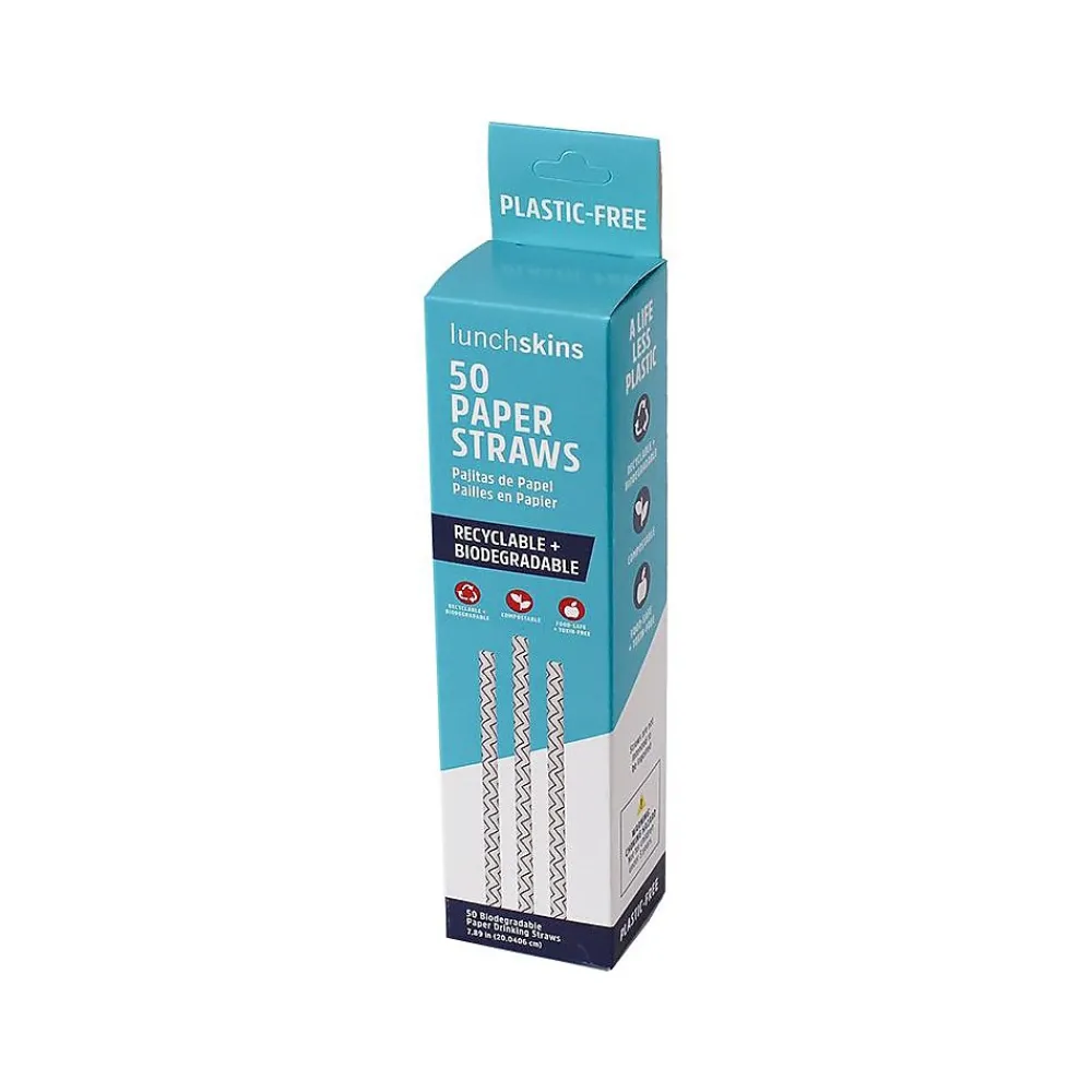 LunchSkins Blue Chevron Paper Straw, 50/Box (860000894432)