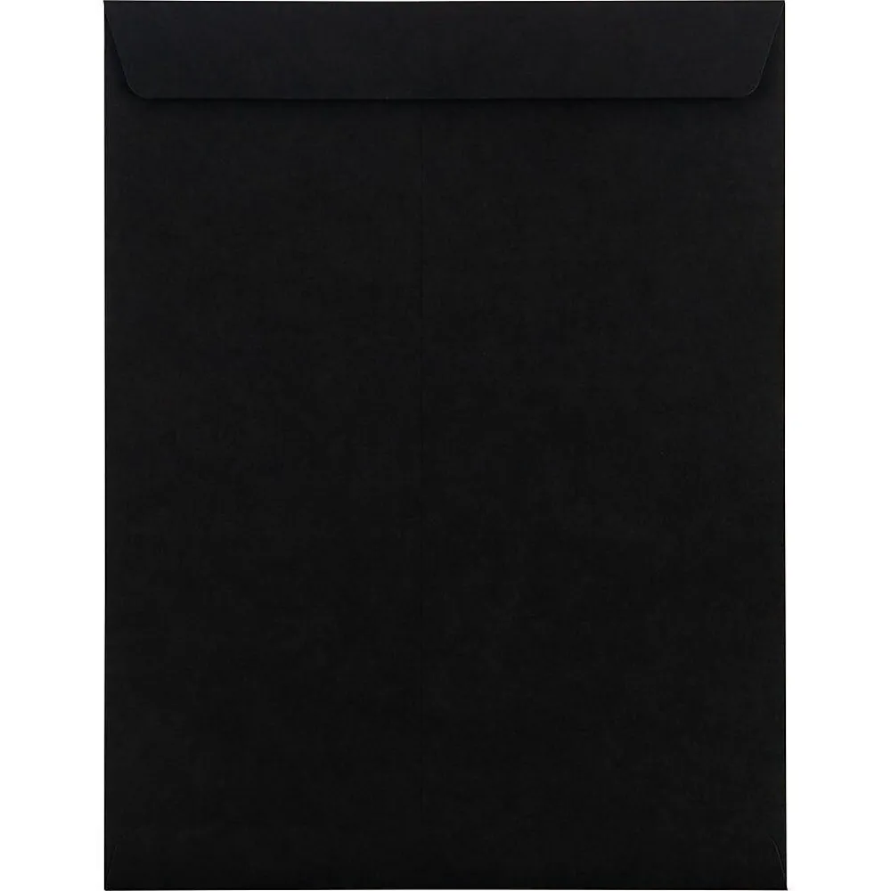 Discount LUX 10" x 13" 80lbs. Square Flap Open End Envelopes, Midnight Black, 50/Pack