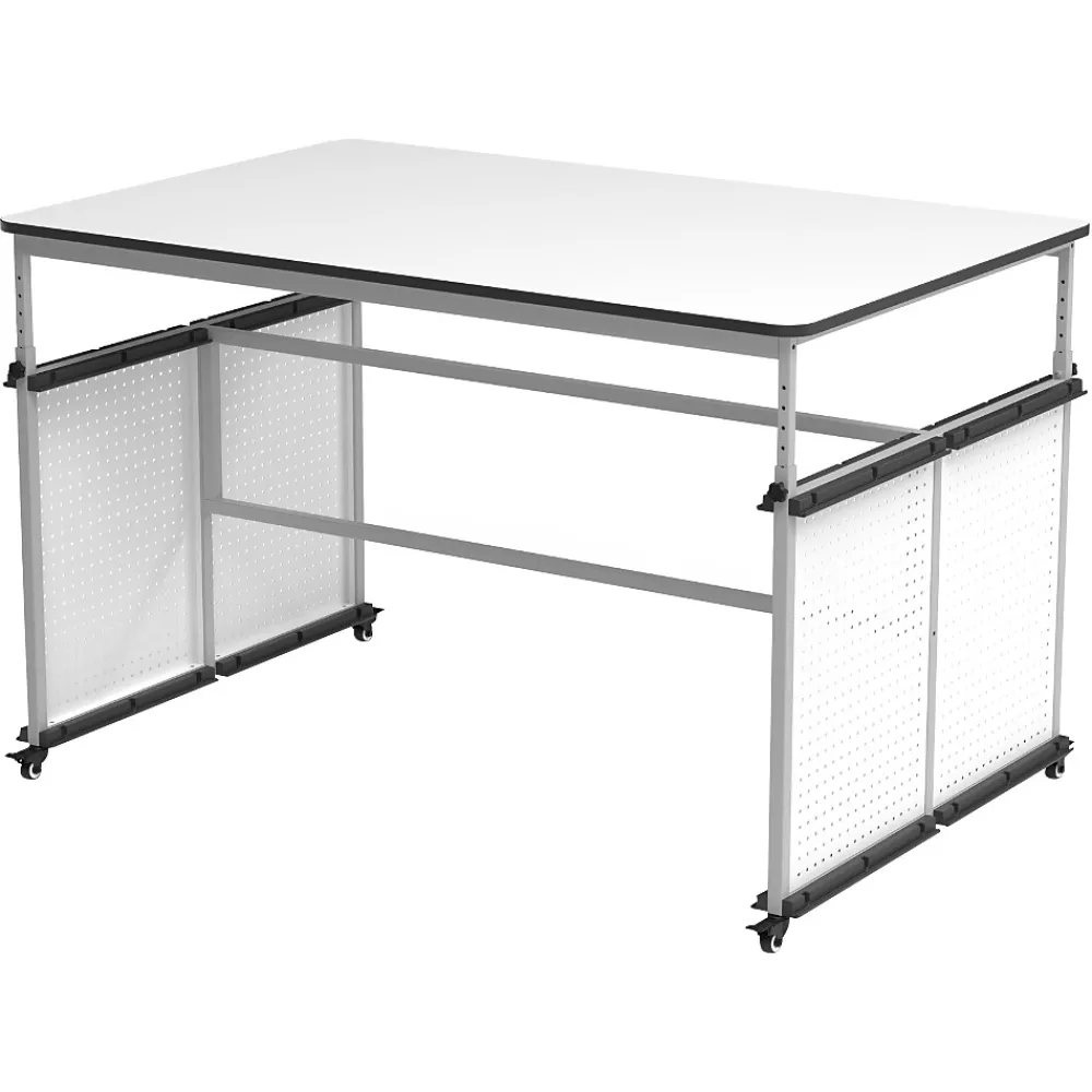 Standing Desks*Luxor 32"-38"H Adjustable Standing Modular Makerspace and Science Lab Table, White (DTTB001)
