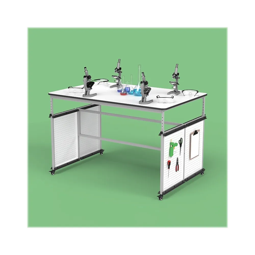 Standing Desks*Luxor 32"-38"H Adjustable Standing Modular Makerspace and Science Lab Table, White (DTTB001)