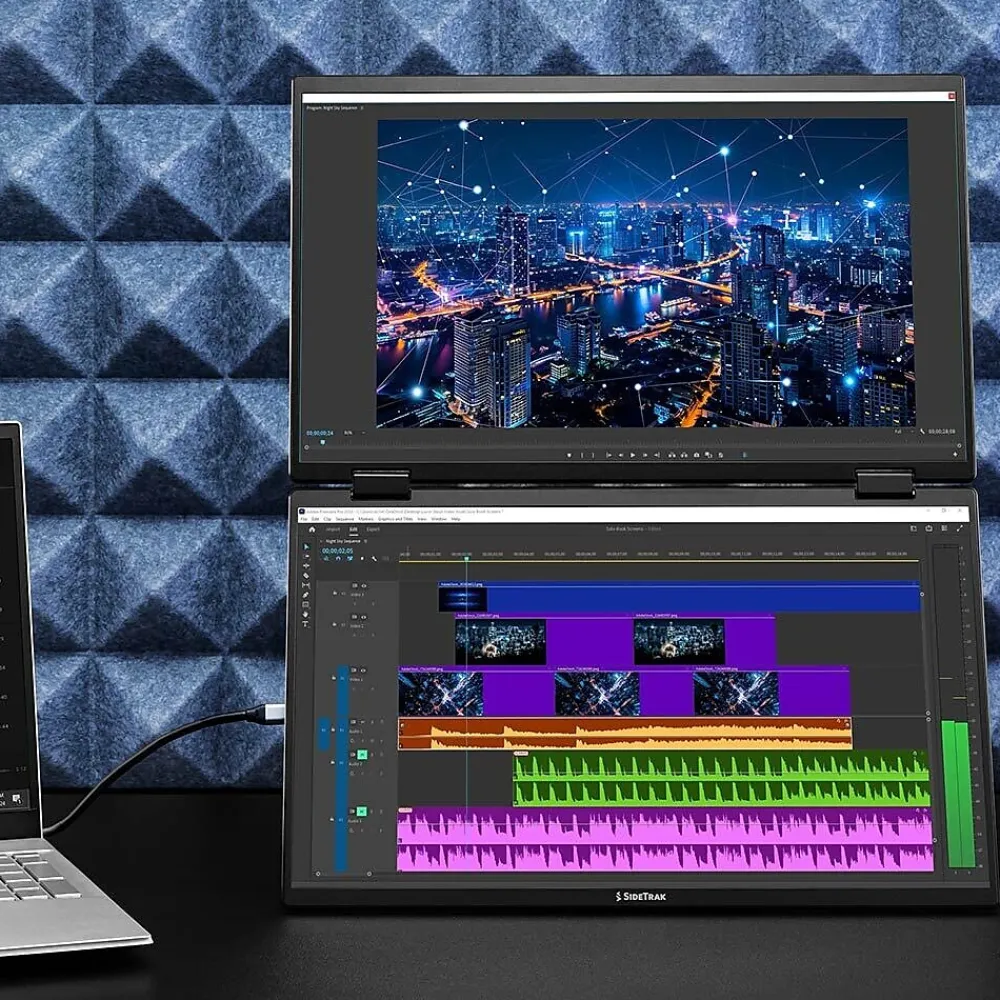 Luxor SideTrak SoloBook 15.6" 60 Hz Stacked Dual Portable LCD Monitor, Black (STFRHDBK15BL)