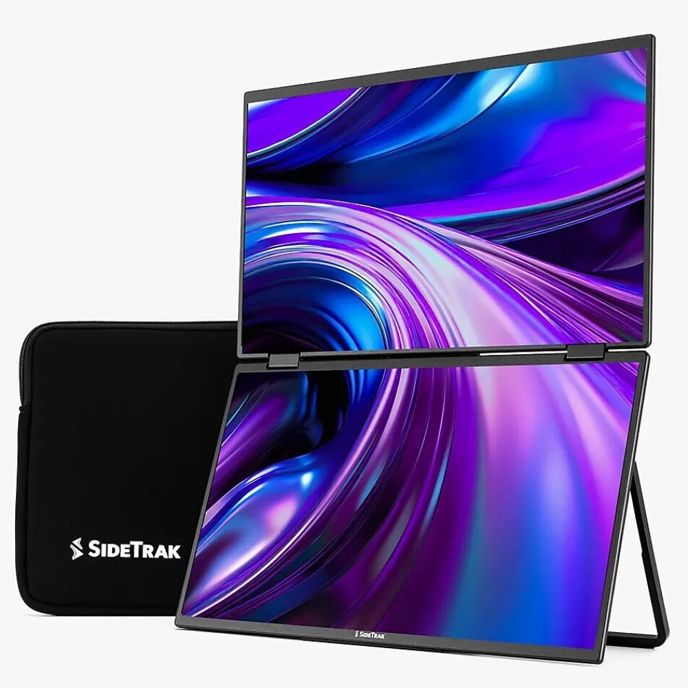 Luxor SideTrak SoloBook 15.6" 60 Hz Stacked Dual Portable LCD Monitor, Black (STFRHDBK15BL)