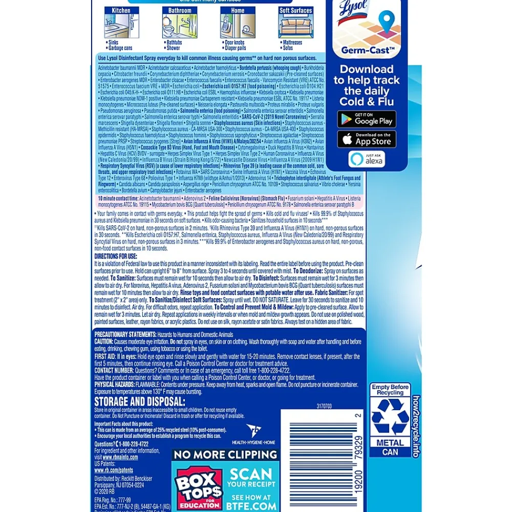 Disinfectant Spray, Crisp Linen Scent, 19 oz. (1920079329)<Lysol