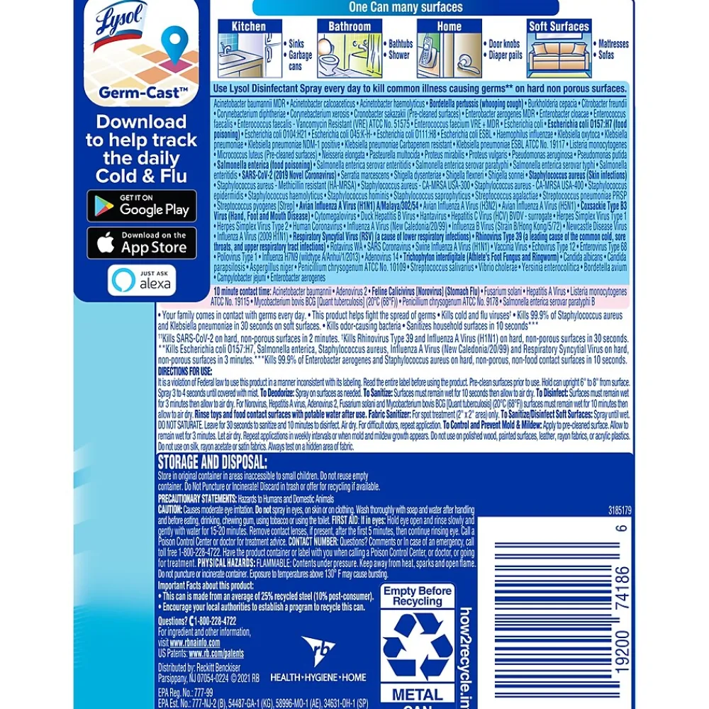 Disinfectant Spray, Crisp Linen, 12.5 Oz. 12/Carton (1920074186)<Lysol Discount