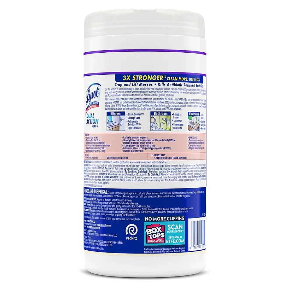 Dual Action Disinfecting Wipes, Citrus, 75 Wipes/Pack (1920081700)<Lysol New