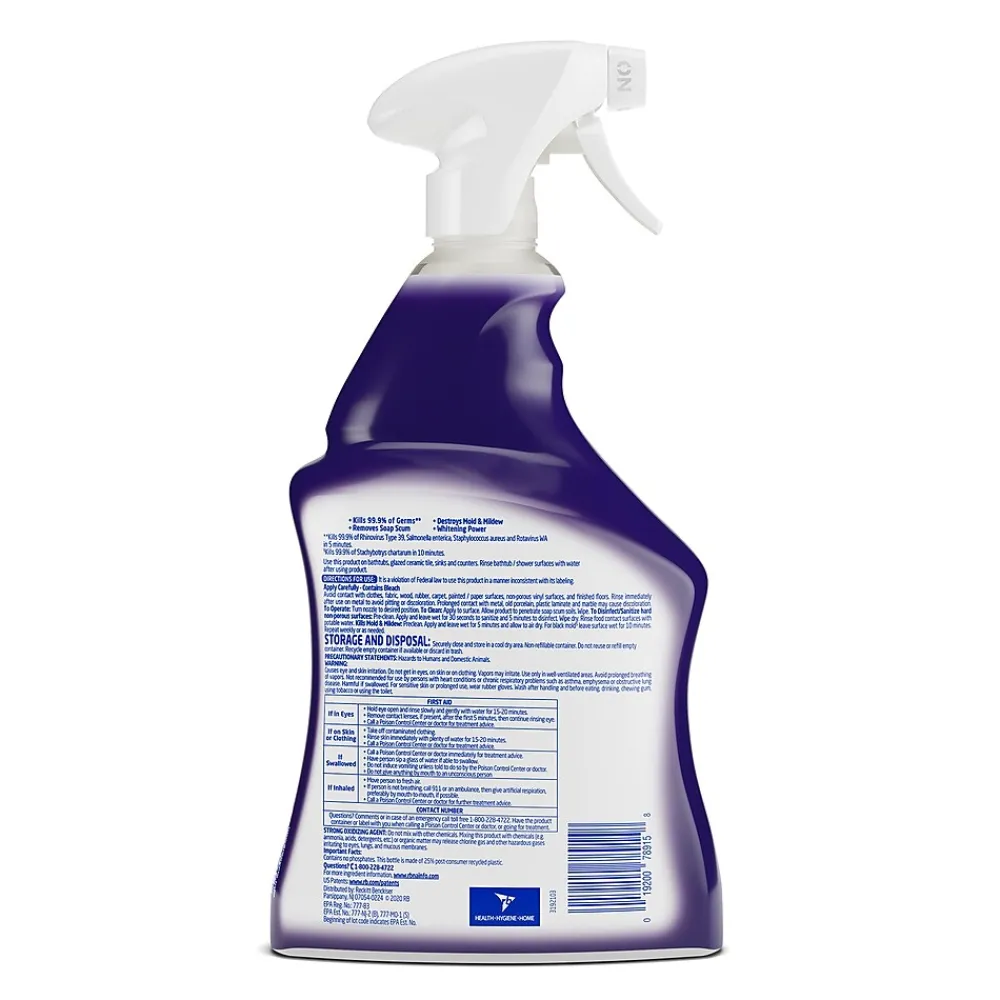 Mold & Mildew Remover with Bleach, Unscented, 32 fl oz., 12/Carton (1920078915)<Lysol Outlet