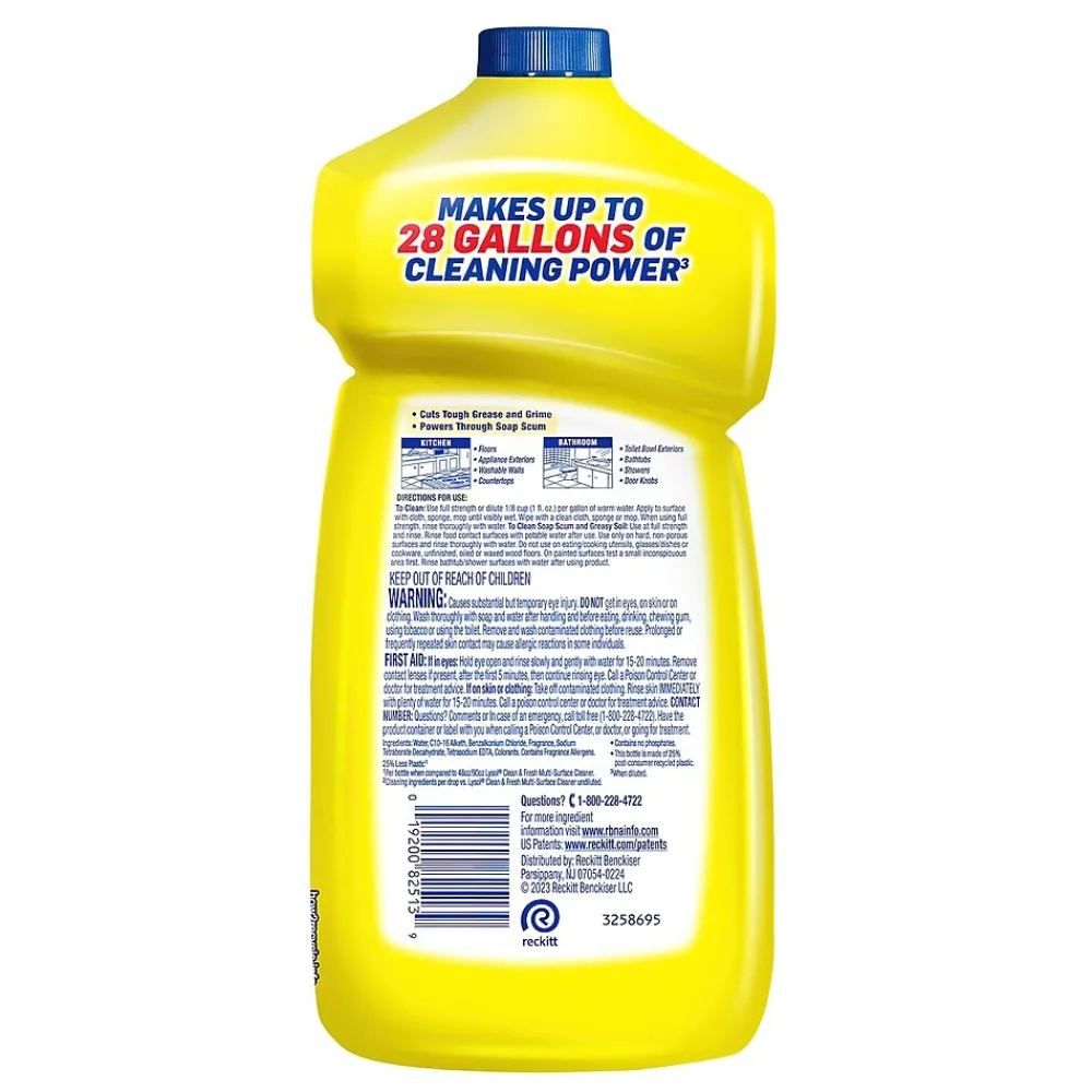 Power Clean Concentrated Multi-Surface Cleaner, Sparkling Lemon & Sunflower Essence Scent, 28 oz, 9/Carton (19200-82513CT)<Lysol Best