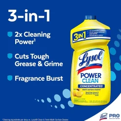 Power Clean Concentrated Multi-Surface Cleaner, Sparkling Lemon & Sunflower Essence Scent, 28 oz, 9/Carton (19200-82513CT)<Lysol Best