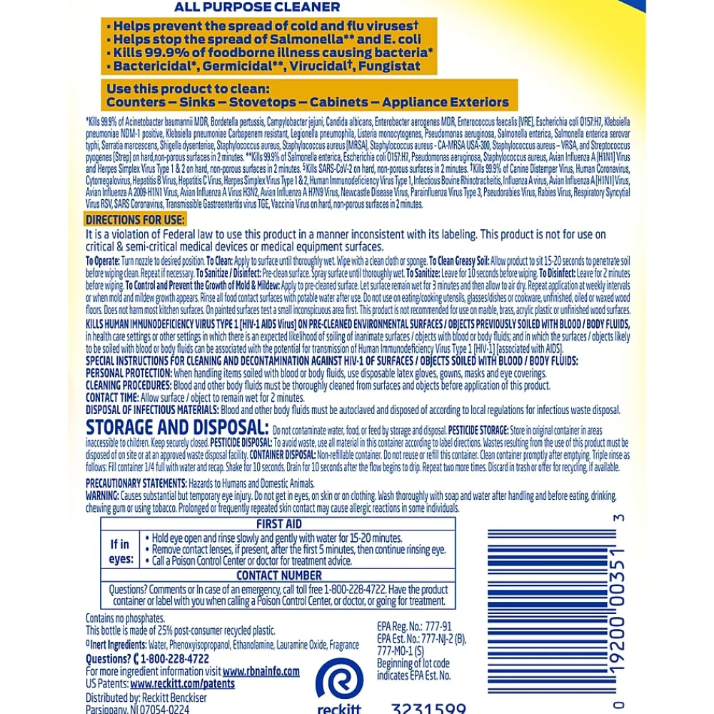 Advanced Deep Clean All Purpose Cleaner, Lemon Breeze Scent, 32 oz. (1920000351)<Lysol Professional Best