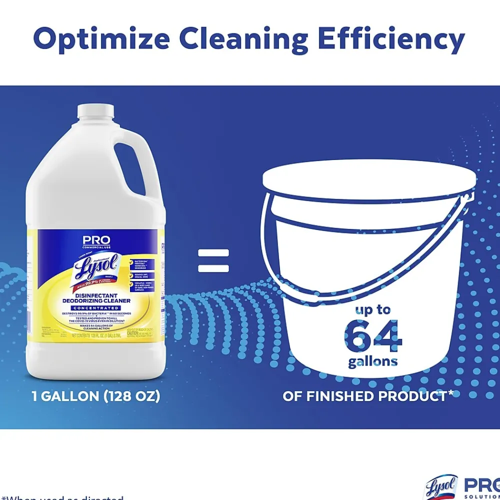 Professional Disinfecting Deodorizing Cleaner, Lemon, 128 oz., 4/Carton (3624176334CT)<Lysol Discount