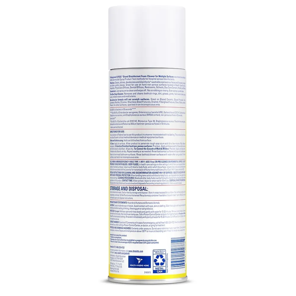 Professional Foam Cleaner Disinfectant, Fresh Clean Scent, 24 oz. (3624102775)<Lysol Clearance