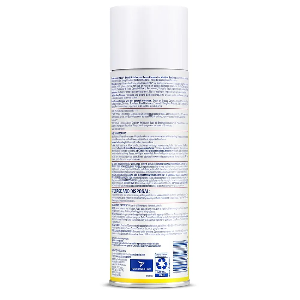 Professional Foam Cleaner for Multiple Surfaces, Fresh Clean, 24 Oz., 12/Carton (3624102775CT)<Lysol Discount