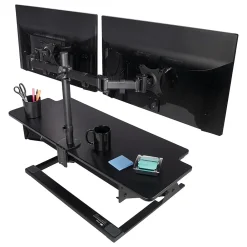 Discount Post-it 3M Dual Monitor Mount, Swivel, Tilt, Rotate, Two Monitors Up to 28.5" & 20 Lbs. Each, Clamp or Grommet, No Tools, Black (MM200B)