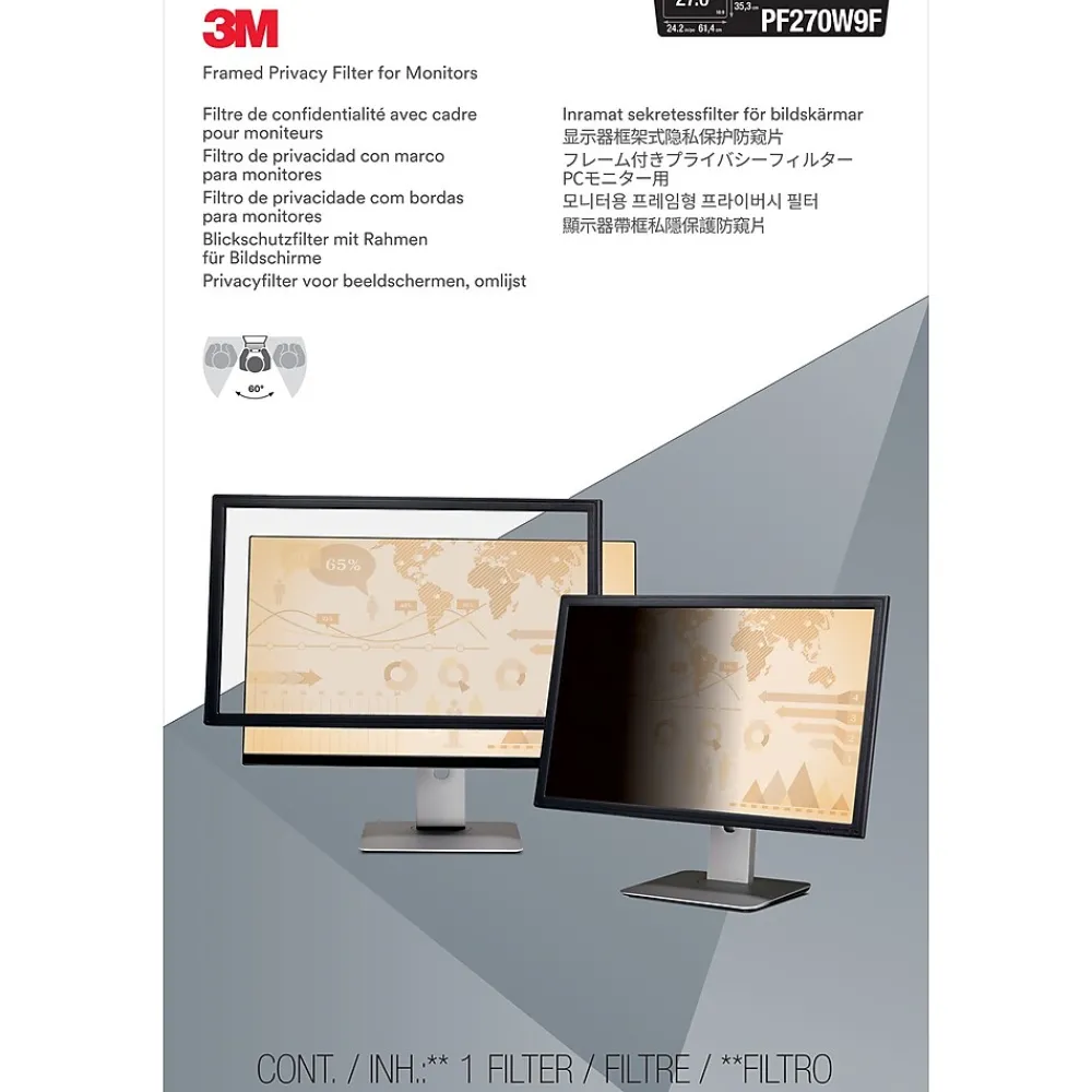 ™ Framed Privacy Filter for 27" Widescreen Monitor (16:9) (PF270W9F)<3M Discount