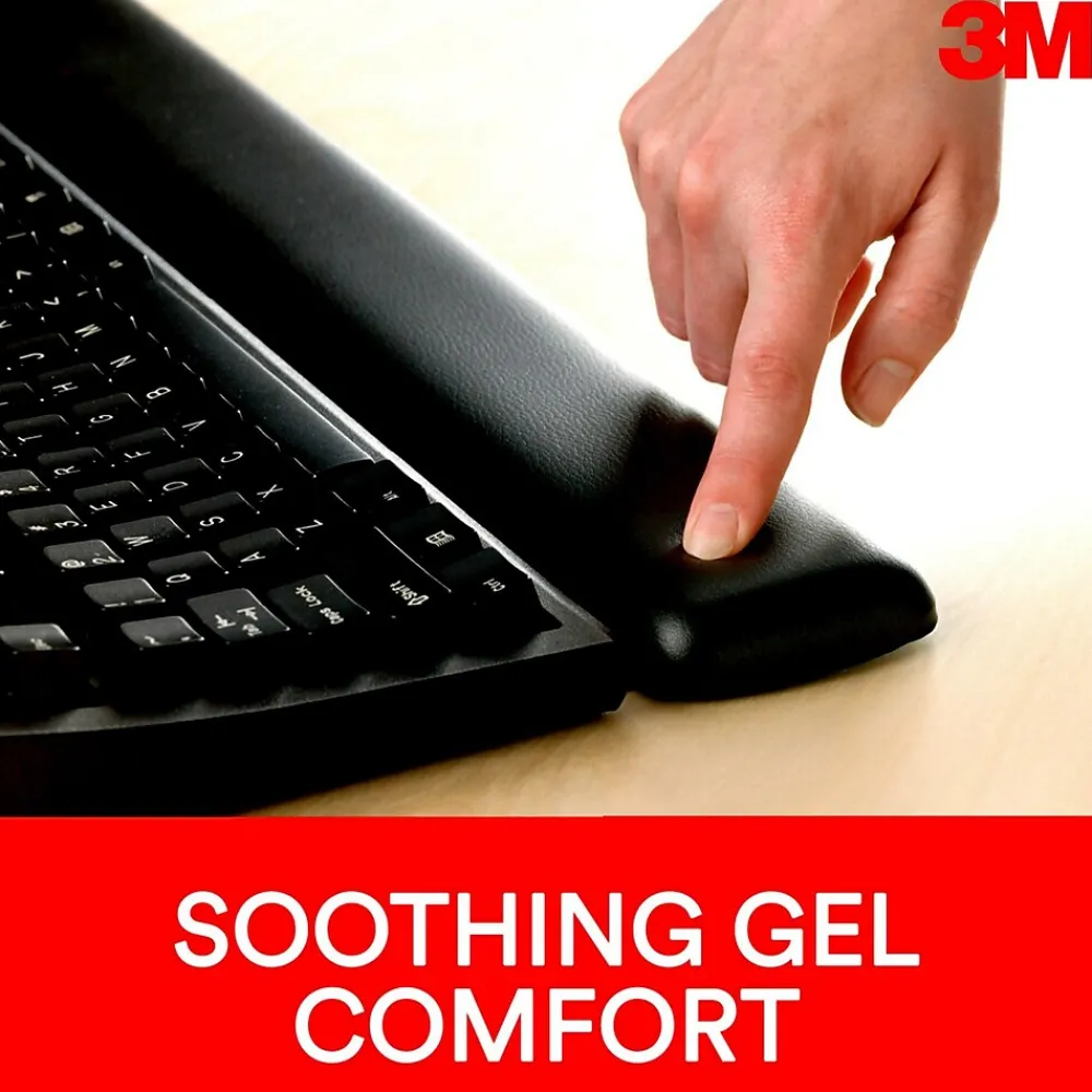 Discount 3M Gel Non-Skid Wrist Rest for Keyboards, Black (WR309LE)