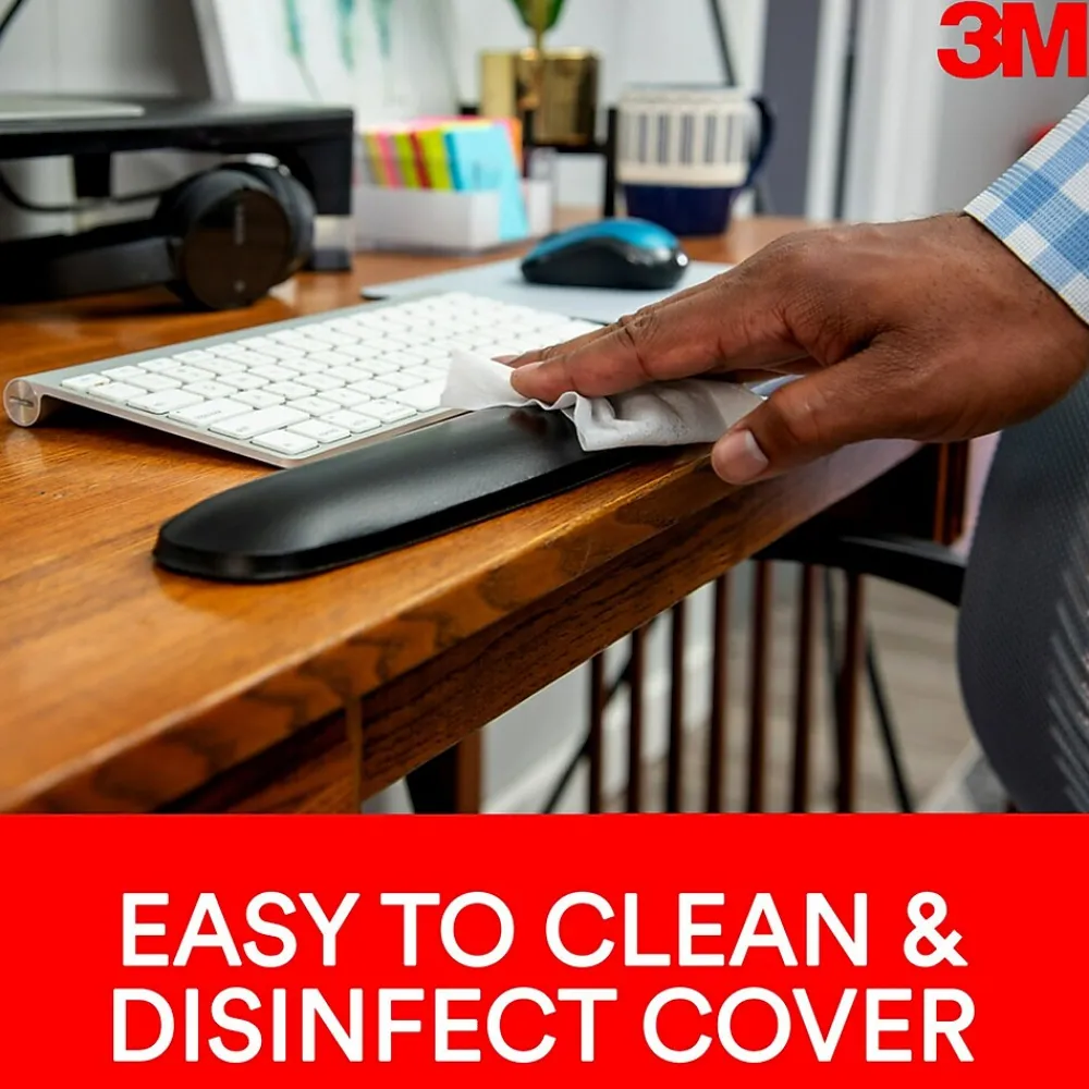 Clearance 3M Gel Wrist Rest for Keyboards, Non-Skid Base, Black (WR310LE)