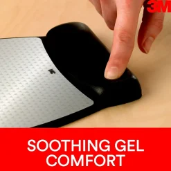 Clearance 3M Gel Wrist Rest for Mouse, Black, Easy to Clean Cover, Anti-microbial Product Protection (WR305LE)