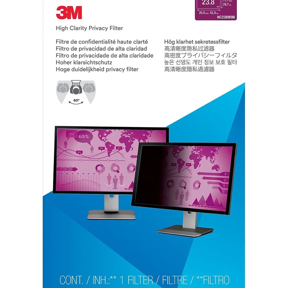 ™ High Clarity Privacy Filter for 23.8" Widescreen Monitor (16:9)<3M New