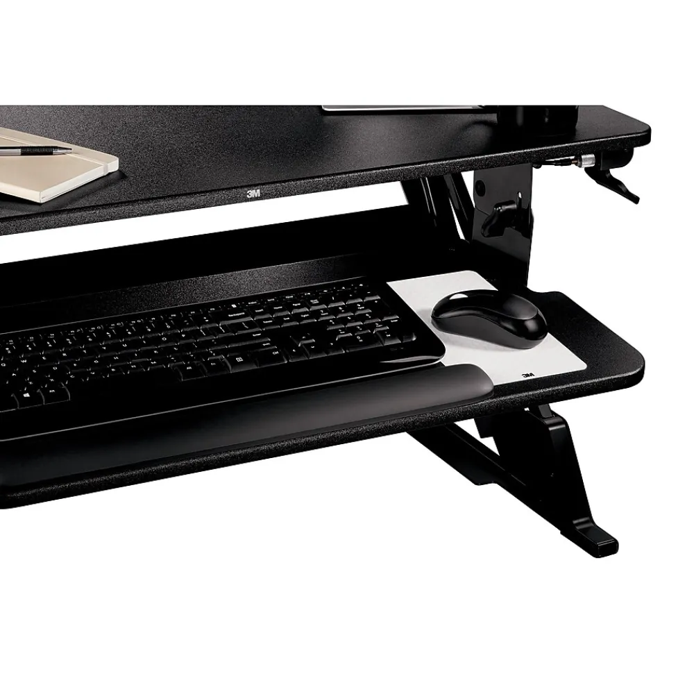 Standing Desks*3M Precision Standing Desk 35"W Manual Adjustable Desk Riser with Gel Wrist Rest and Precise Mouse Pad, Black (SD60B)