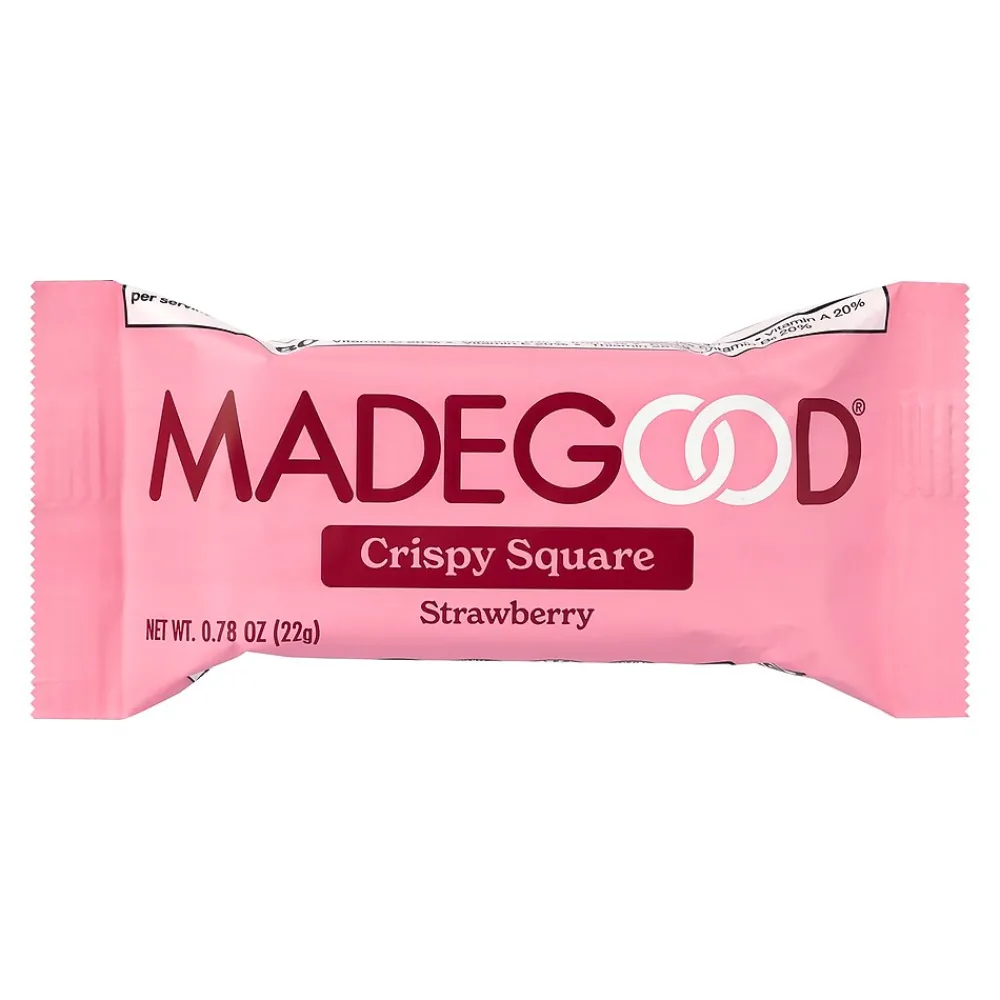 MadeGood Strawberry Crispy Squares, 0.78 oz, 6/Box, 6 Boxes/Pack (307-00428)