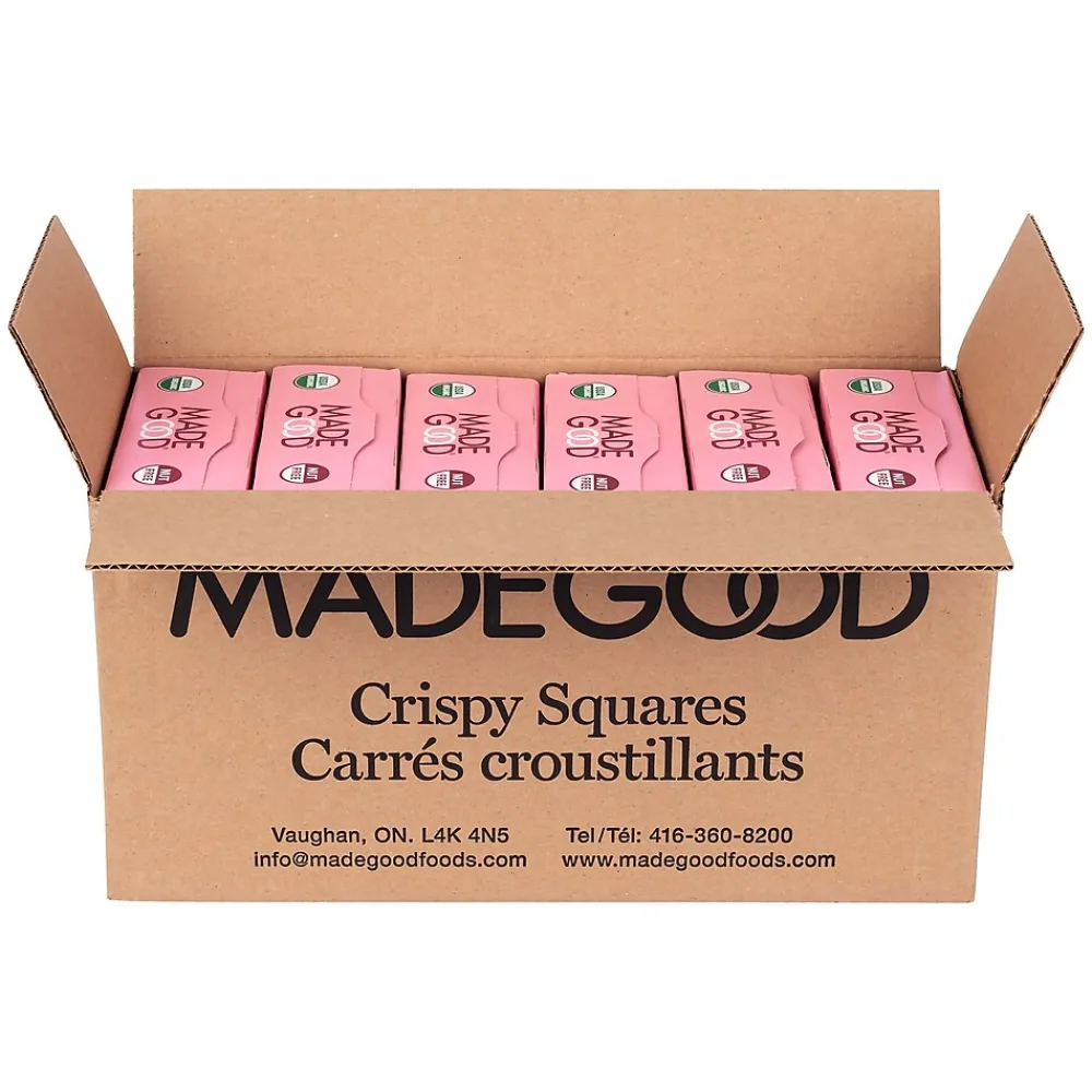 MadeGood Strawberry Crispy Squares, 0.78 oz, 6/Box, 6 Boxes/Pack (307-00428)