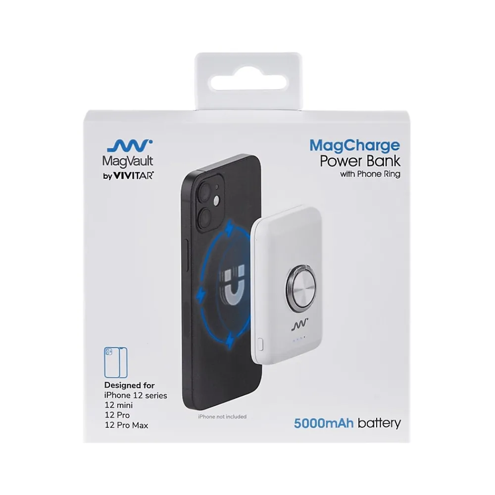 MagVault by Wireless Power Bank for iPhone 12/12 Pro/12 Pro Max/12 mini, 5000mAh, White (MOV3031WHTT3524)<Vivitar Online
