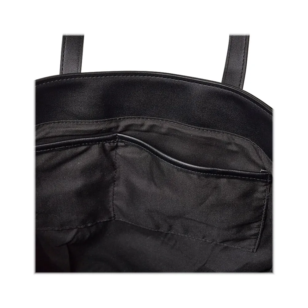 Deluxe Black Faux Leather Tote, Medium (MS106D)<Martha Stewart New