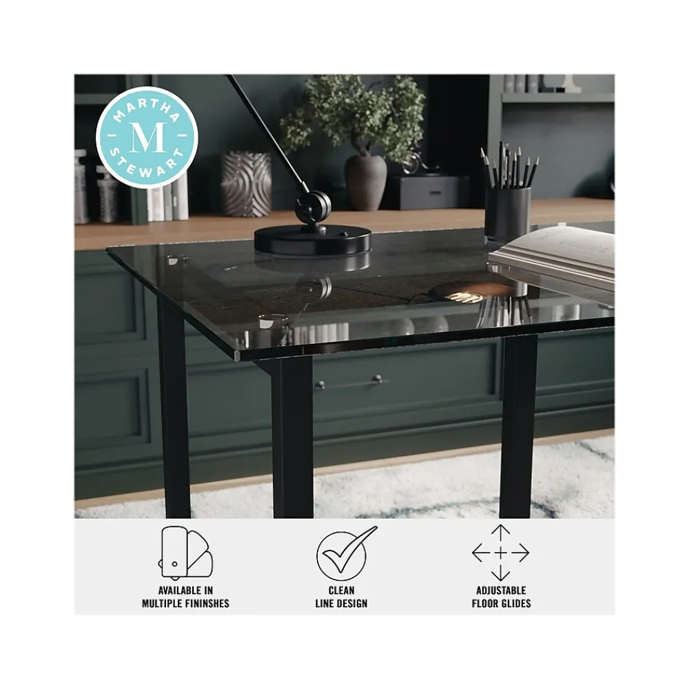 Computer Desks*Martha Stewart Eli 47"W Glass/Steel Home Office Desk, Clear/Oil-Rubbed Bronze (XUDK1BK)